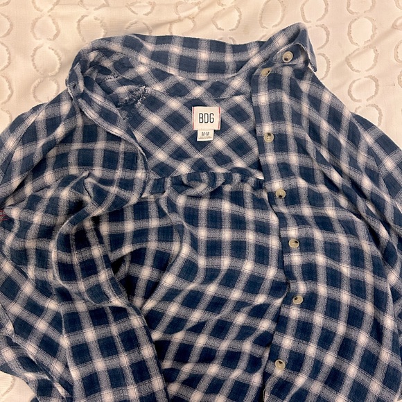SIZE MEDIUM Urban outfitters navy/ white flannel shirt! Some flaws. - Picture 2 of 2